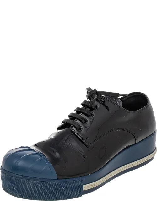 Patent Leather Rubber Cap Toe Platform Sneakers