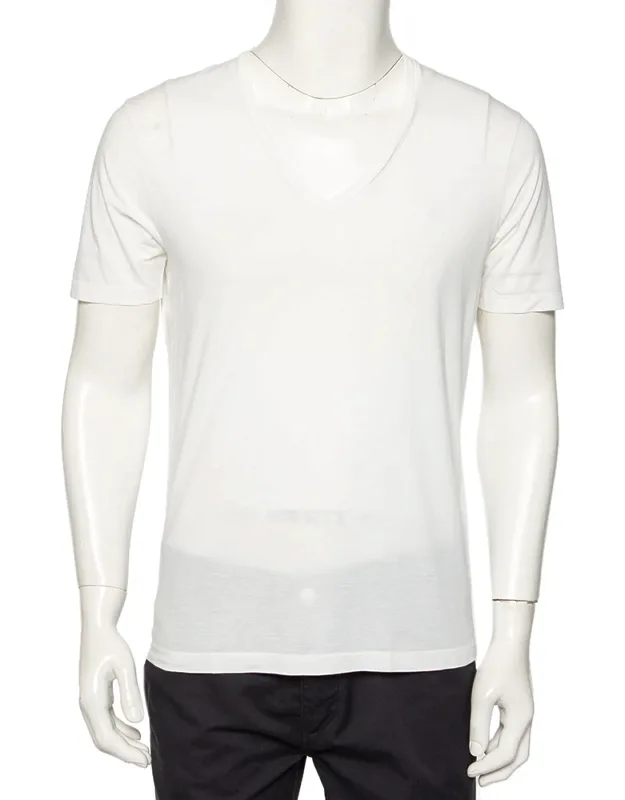 Logo Embroidered Cotton V-neck T-shirt
