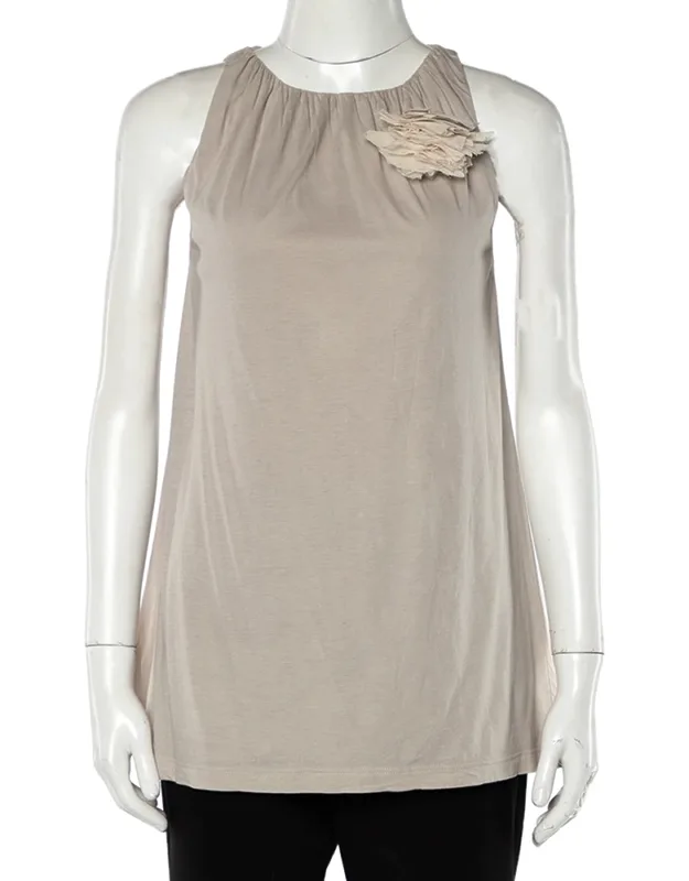 Cotton Knit Applique Detail Sleeveless Tunic