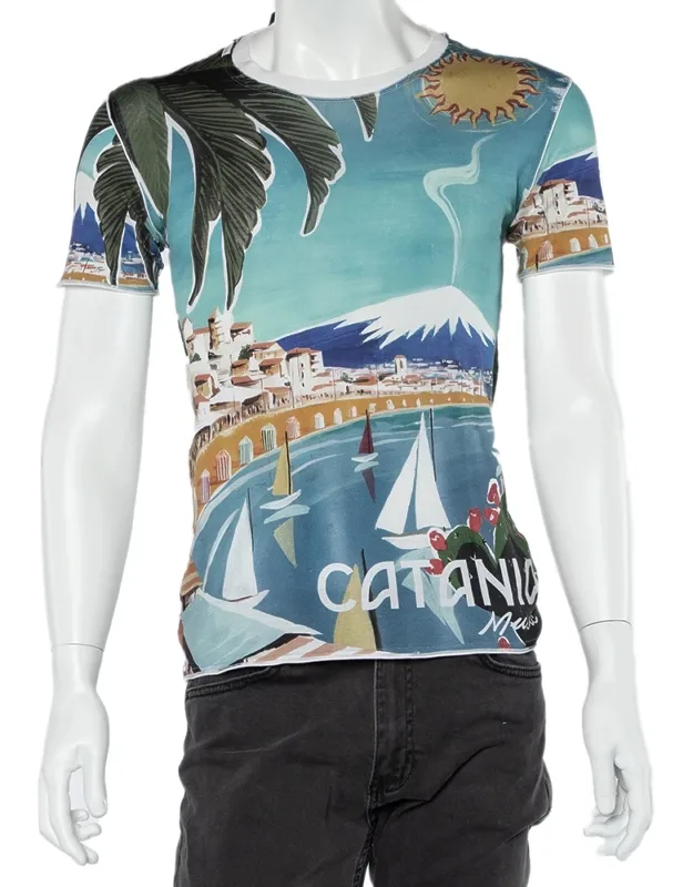 Catania Tropical Ringer Printed Cotton T-shirt