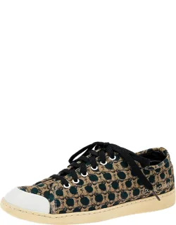 Multicolor Canvas And Leather Low Top Sneakers