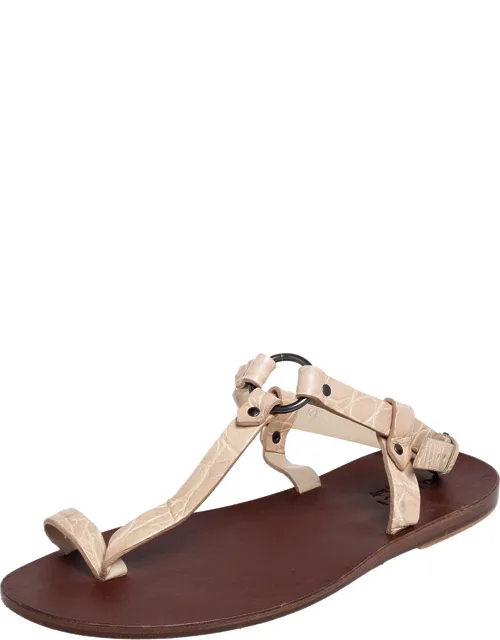 Crocodile Toe Ring Sling Buckle Flat Sandals