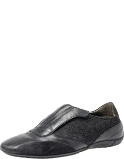 Leather And Signature Canvas Slip-on Sneakers