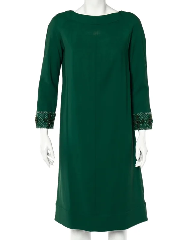 Crepe Embellished Sleeve Cape Detail Shift Dress