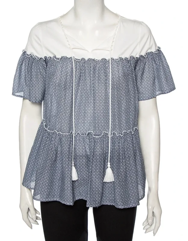Printed Cotton Tie Neck Detail Tunic