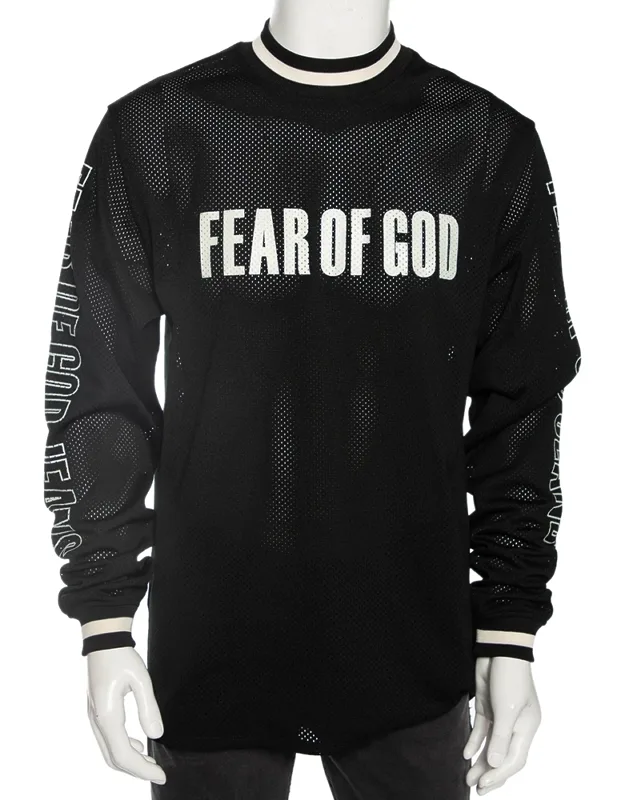 Synthetic Logo Print Long Sleeved Mesh-jersey T-shirt