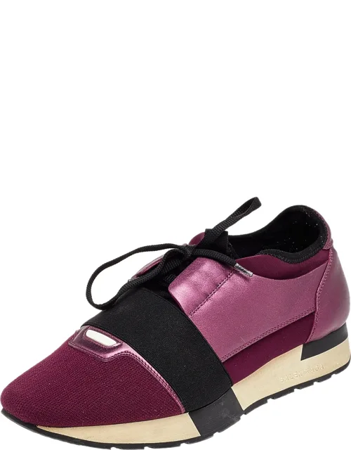 Leather And Canvas Race Runner Sneakers