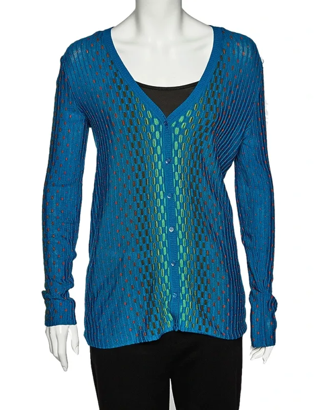Patterned Dobby Knit Button Front Cardigan