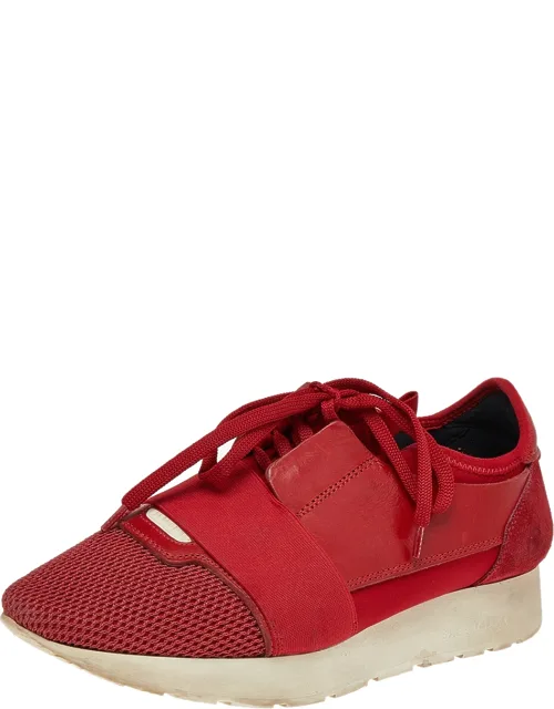 Mesh Leather And Suede Race Runner Low Top Sneakers
