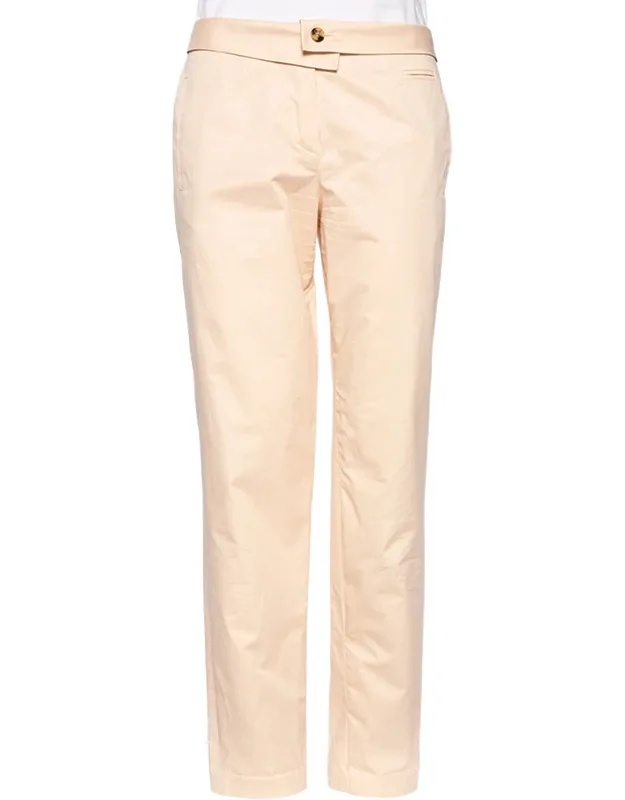 Peach Cotton Back Buckle Detailed Formal Trousers