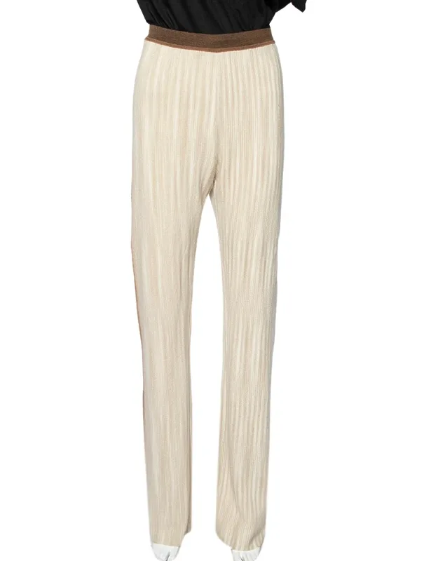 Wool Side Stripe Detail Flared Leg Pants