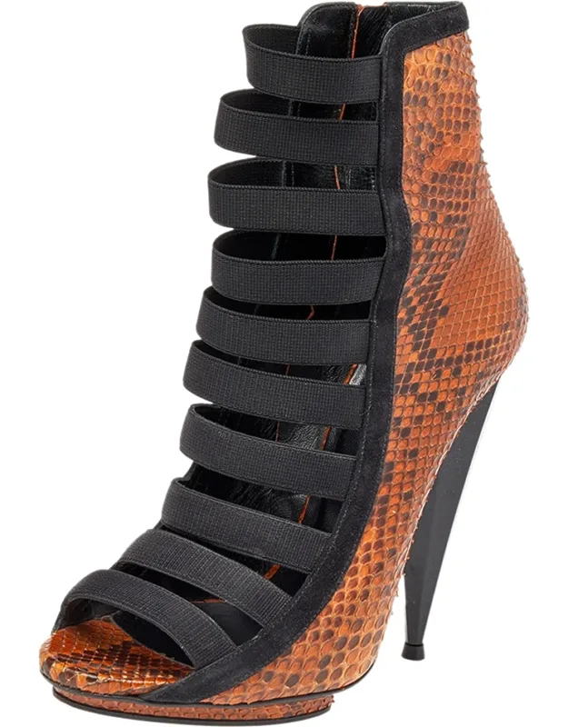 Python Leather And Suede Boots