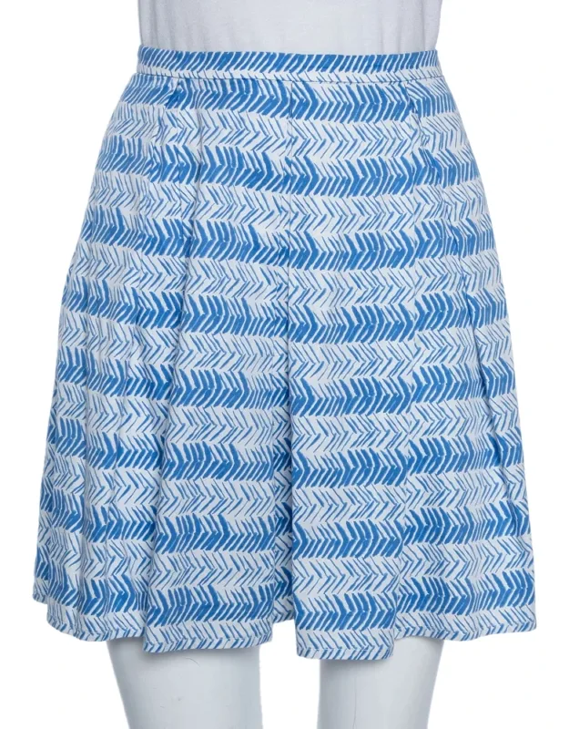 Printed Cotton Pleated Mini Skirt