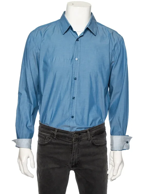 Cotton Button Front Slim Fit Stretch Shirt