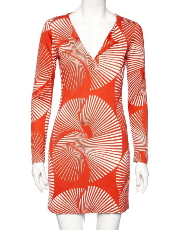 Printed Silk Long Sleeve Dress