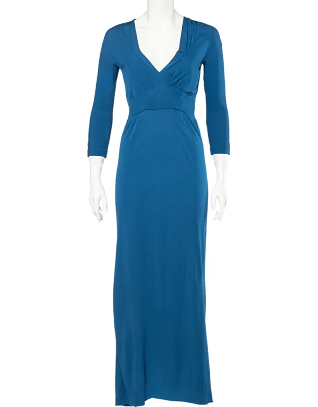 Crepe V-neck Long Sleeve Maxi Dress
