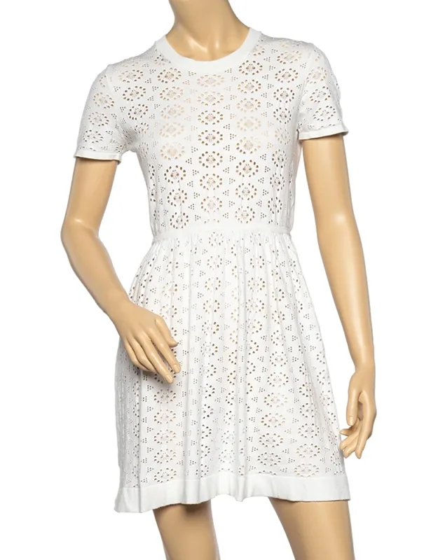 Perforated Knit Flared Dress