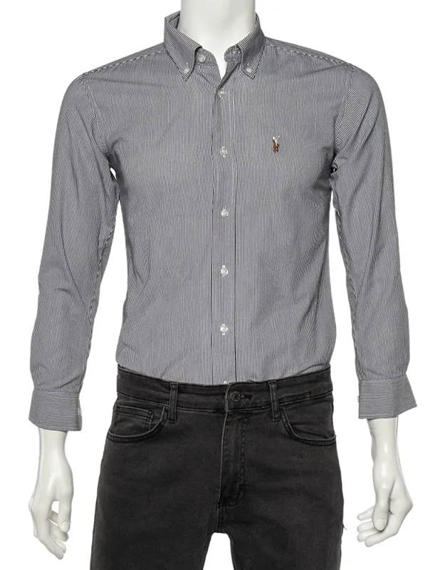 Monochrome Striped Cotton Classic Fit Shirt
