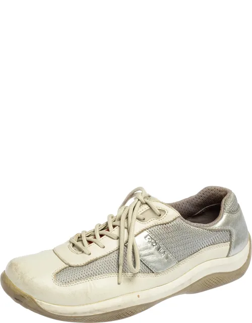 Leather And Mesh Low Top Sneakers