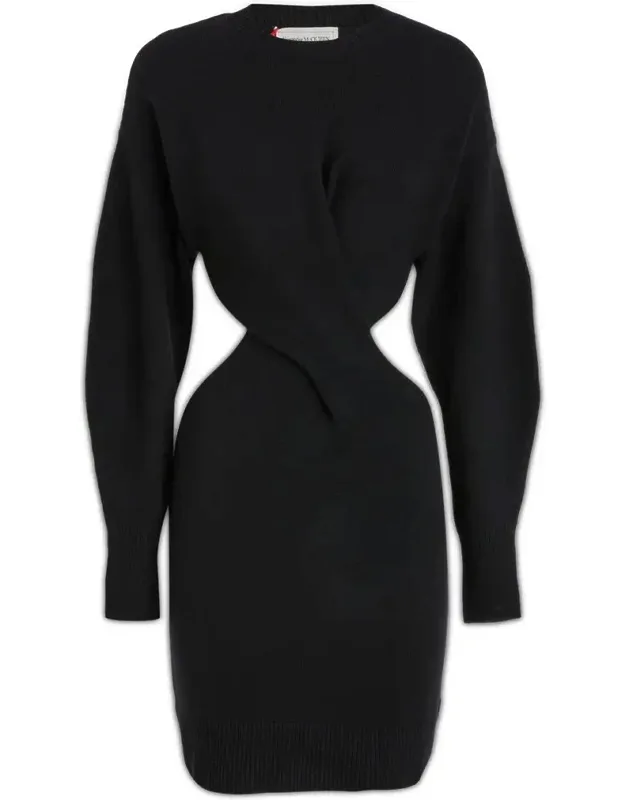 Dress With Balloon Sleeves And Draped Effect