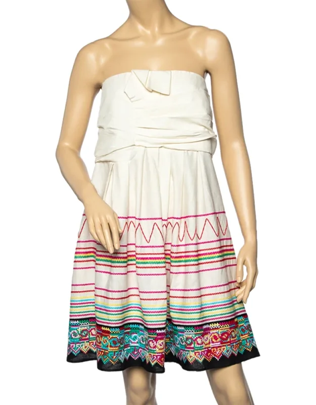 Embroidered Draped Mini Dress