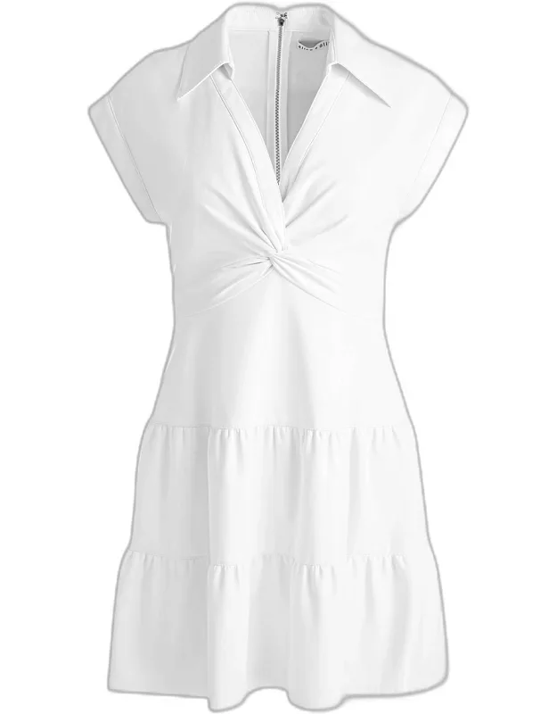 Mila Deep V Twist-front Mini Dress