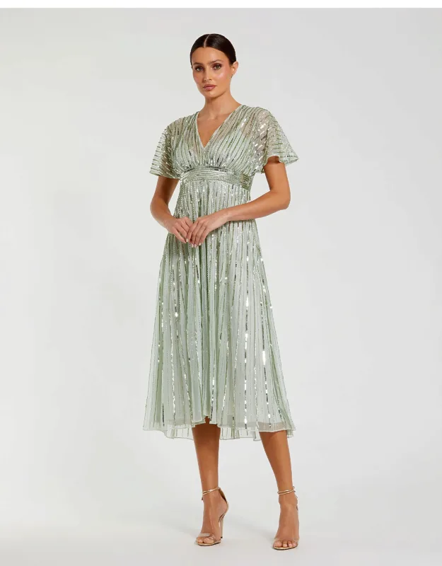 Empire Waist Embellished Short Sleeve Dress