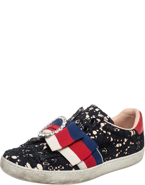 Lace Ace Web Crystal Embellished Slip On Sneakers