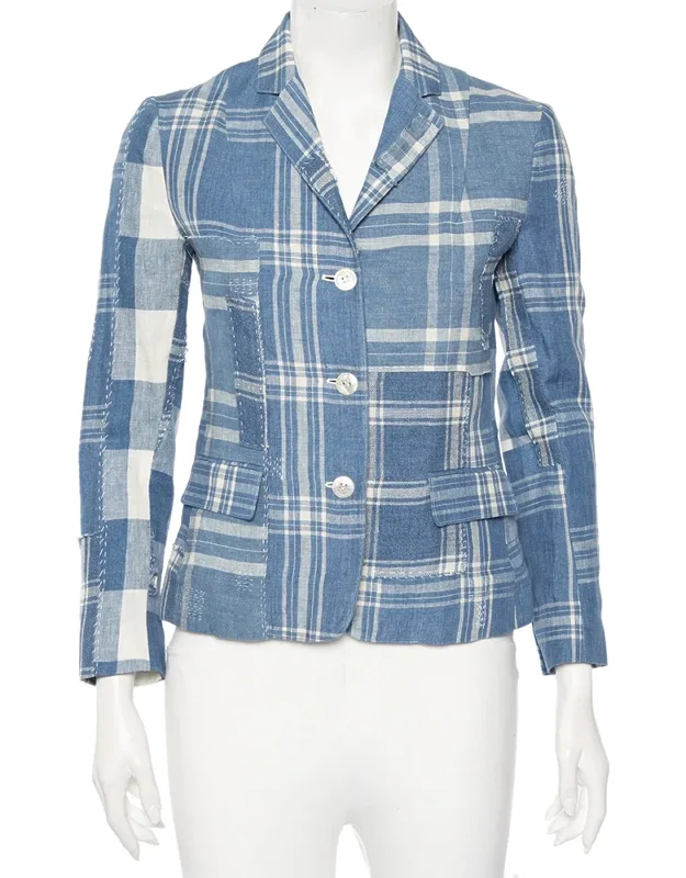 Checkered Line Patchwork Detail Blazer