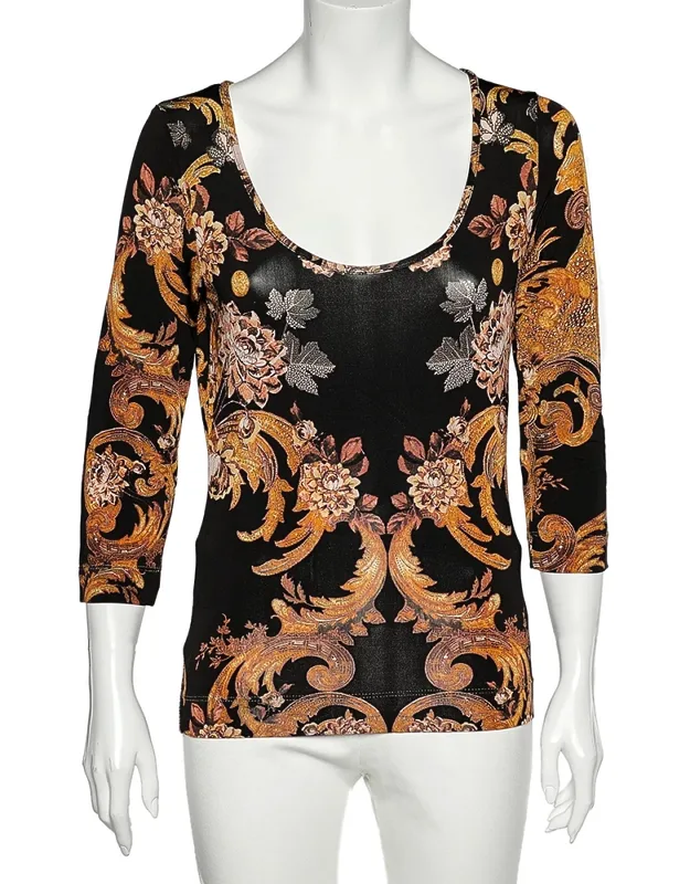 Floral Printed Jersey Scoop Neck T-shirt