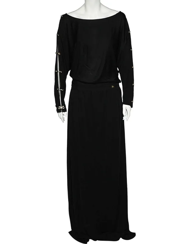 Jersey Metal Link Detail Maxi Dress