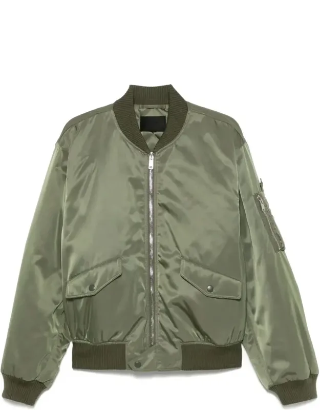 Triangle-logo Bomber Jacket With Front Zip Fastening And Flap Pockets