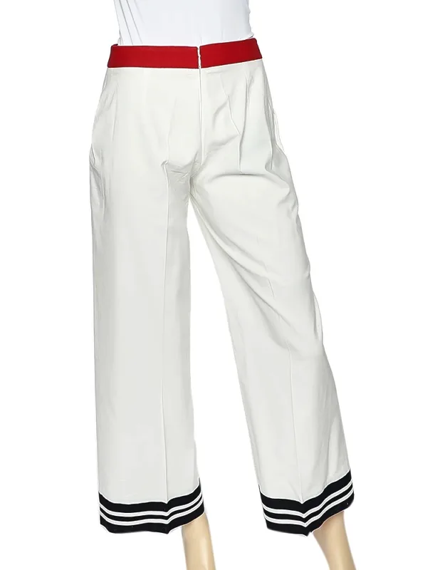 Cotton Contrast Trim Palazzo Pants
