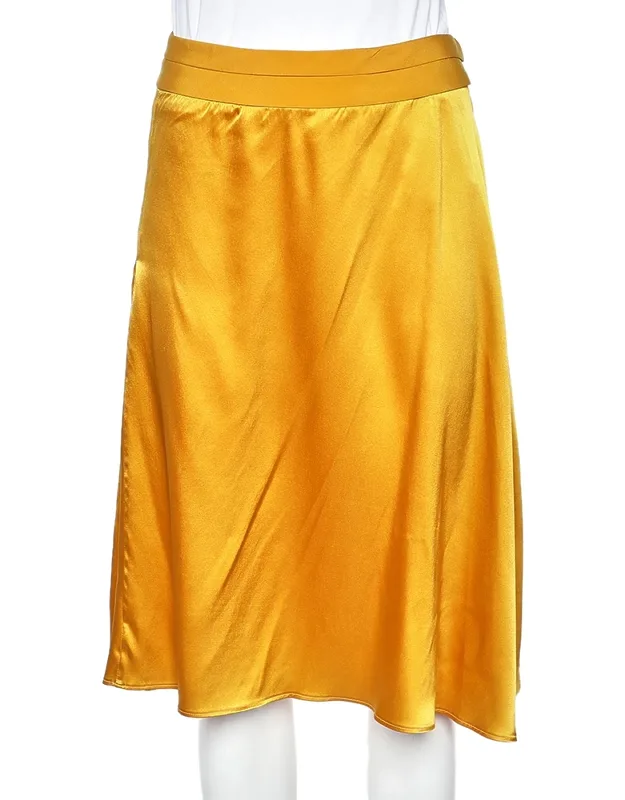 Silk Satin And Pleated Crepe Trim Skirt