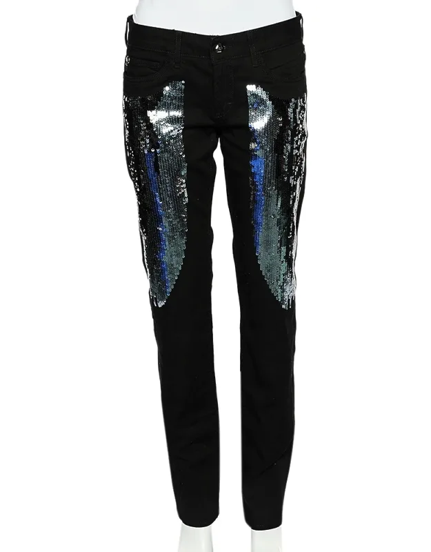 Denim Sequin Embellished Jeans