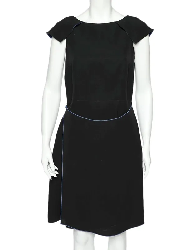 Silk Crepe Contrast Trimmed Wrap Detailed Dress