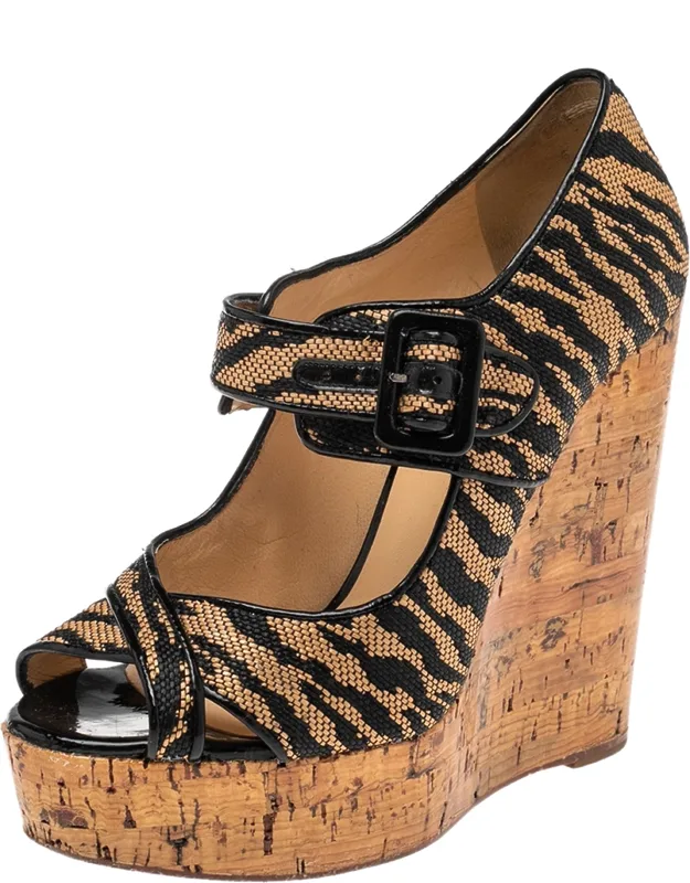Raffia Tiger Melides Wedge Sandals
