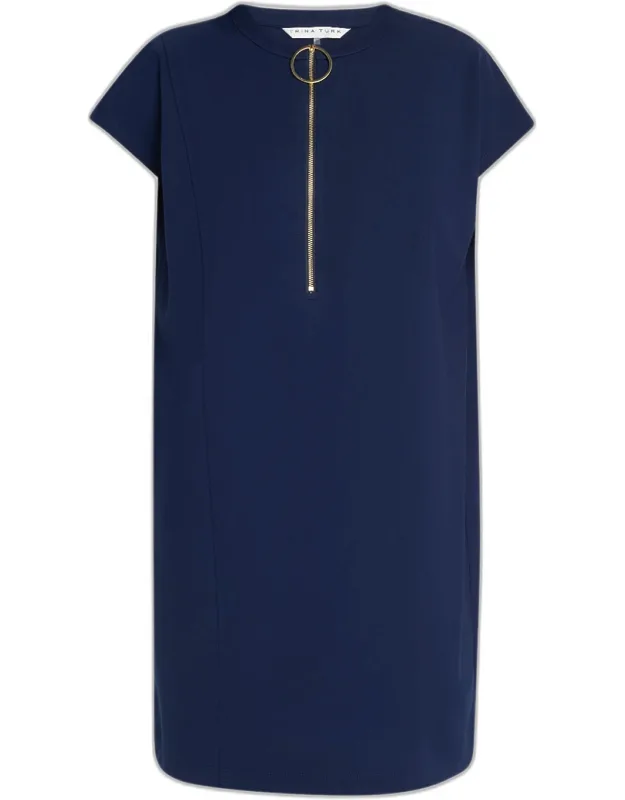 Doubles Zip-front Mini Shift Dress