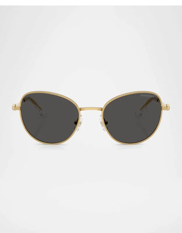 Crystal Metal Round Sunglasses