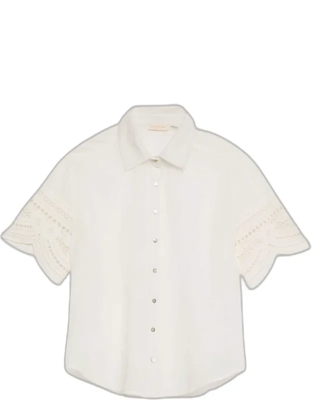 Embroidered Button-front Shirt