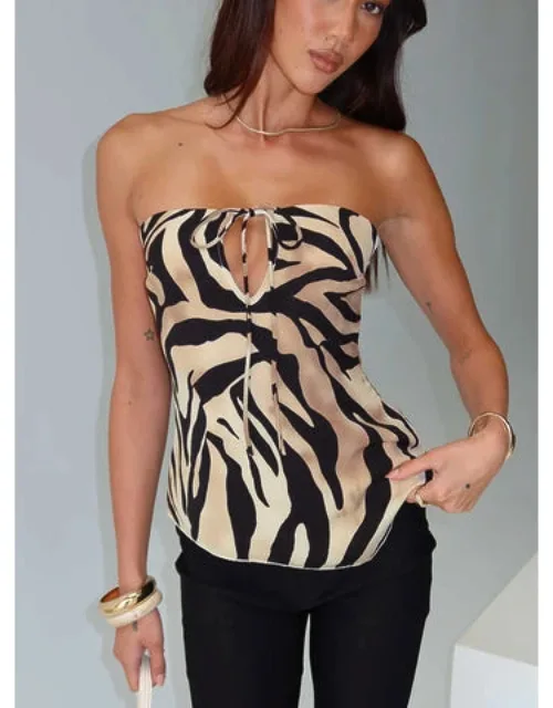 I Wonder Strapless Cut Out Top Tiger