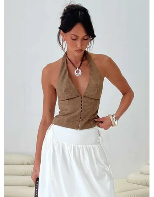 Down The Line Halter Top V-neckline, Hook & Eye Closure