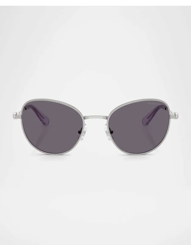 Crystal Metal Round Sunglasses