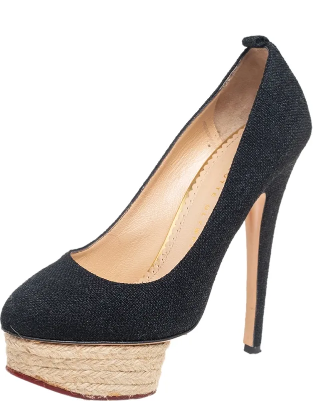 Canvas Espadrille Platform Ankle-strap Pumps