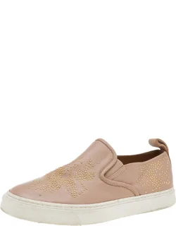 Leather Embellished Slip On Sneakers