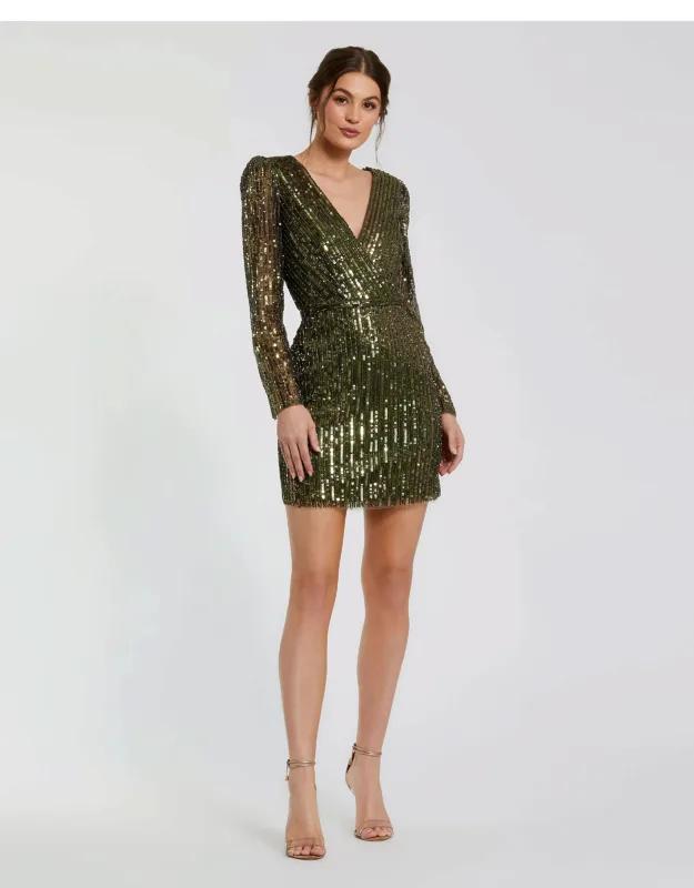 Long Sleeve Sequined Mini Dress
