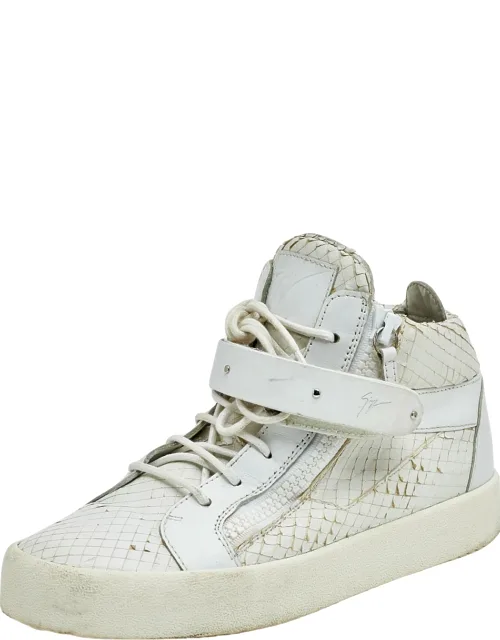 Python Embossed Leather High Top Sneakers