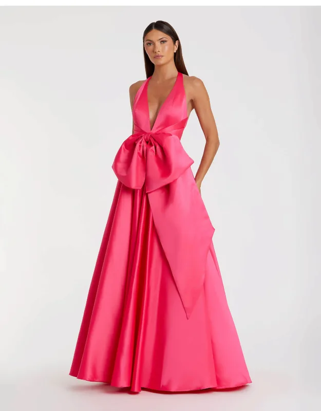 Sleeveless Deep V Satin Dress
