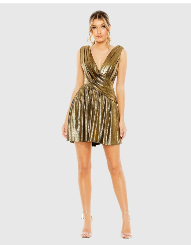Sleeveless Cowl Detail A Line Mini Dress