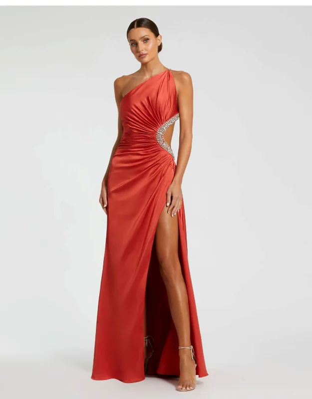 Jewel Embellished Side Cut Out Evening Prom Dress
